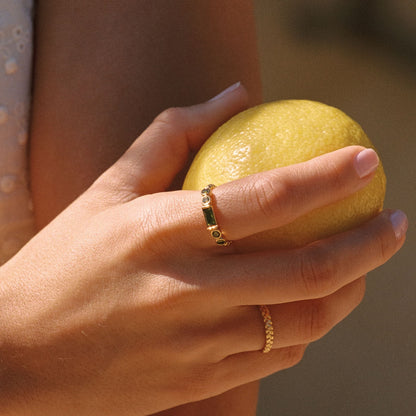 Green Zircon Beaded Band Ring — Muse