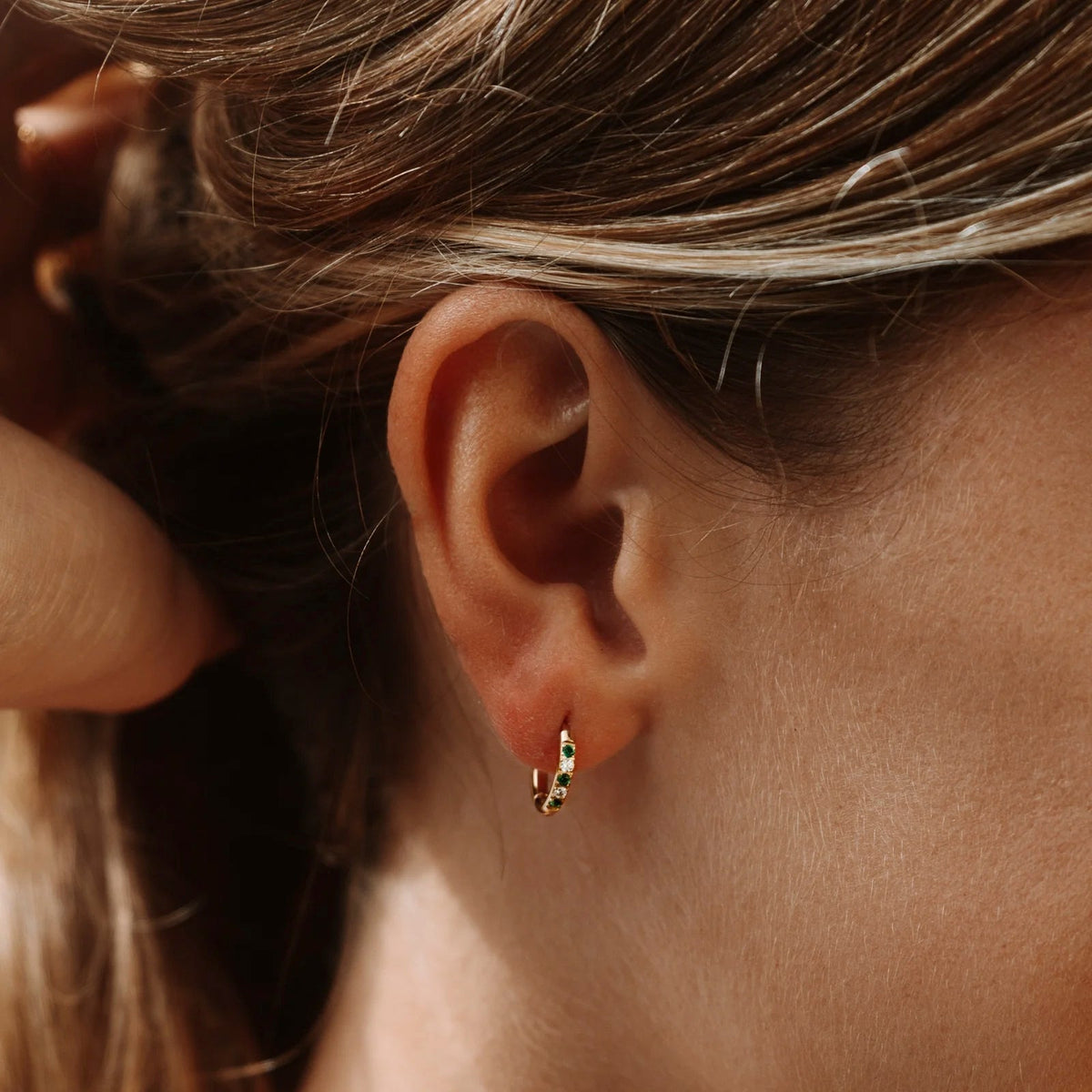 Green Crystal Hoop Earrings, 12 mm — Oasis