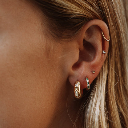 Green Crystal Hoop Earrings, 12 mm — Oasis