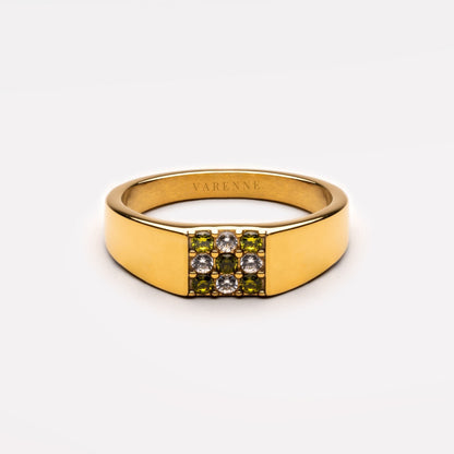 Green and White Zircon Signet Ring — Tulum