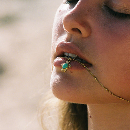 Simulated Opal Turtle Necklace, 45 cm