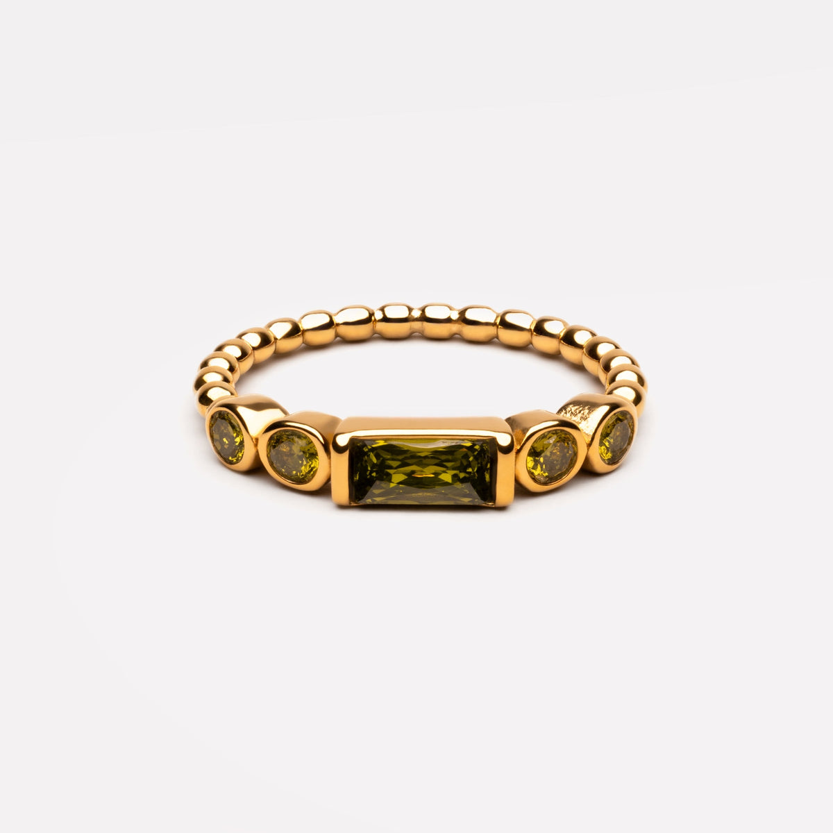 Green Zircon Beaded Band Ring — Muse
