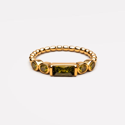 Green Zircon Beaded Band Ring — Muse