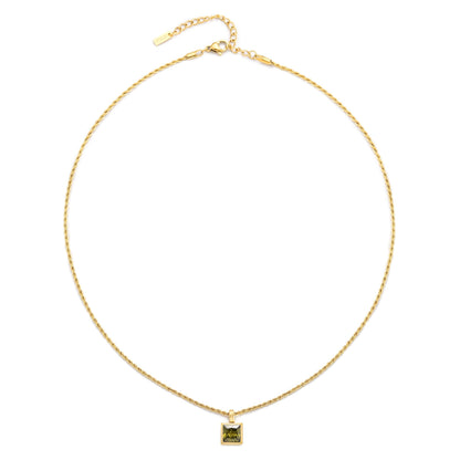 Square Green Zircon Rope Necklace — Verde