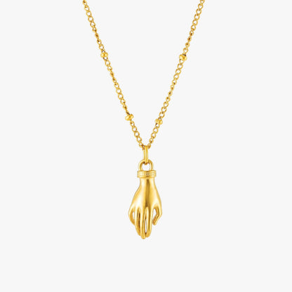 Hand Pendant Necklace with Green Zircon