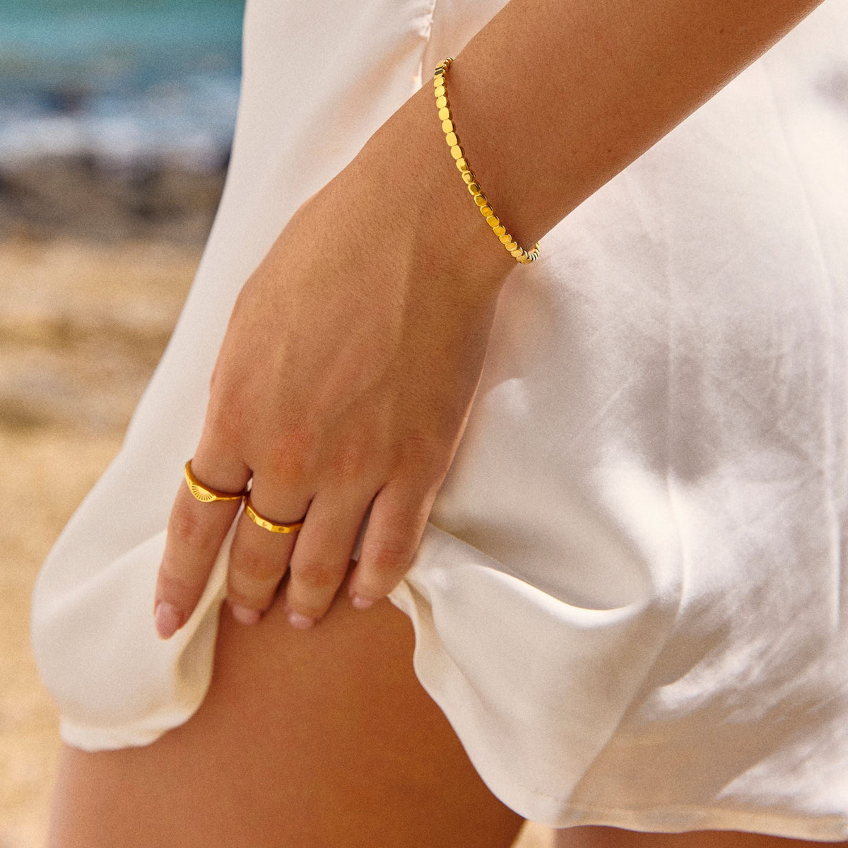 Engraved Sunrise Band Ring, Steel