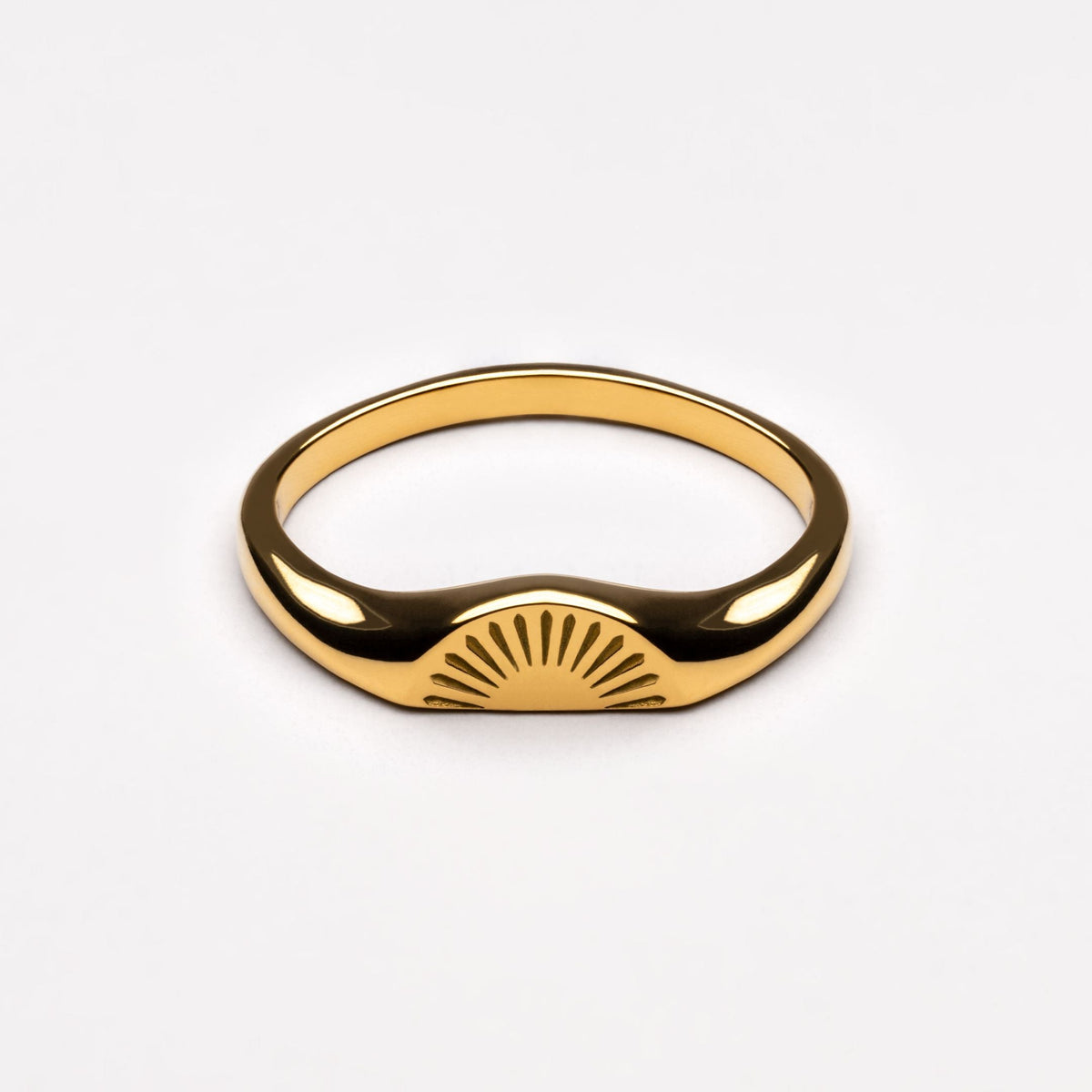 Engraved Sunrise Band Ring, Steel