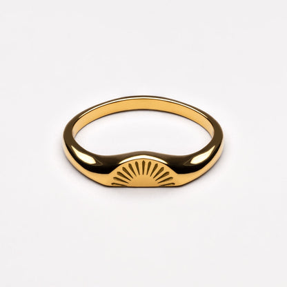 Engraved Sunrise Band Ring, Steel