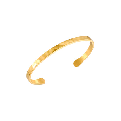 Hammered Open Cuff Bracelet, 4.4 mm, Steel