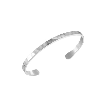 Hammered Open Cuff Bracelet, 4.4 mm, Steel