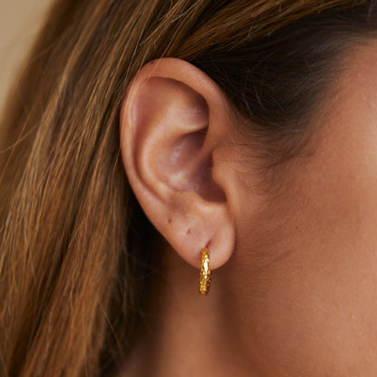 Hammered Hoop Earrings, 17 mm
