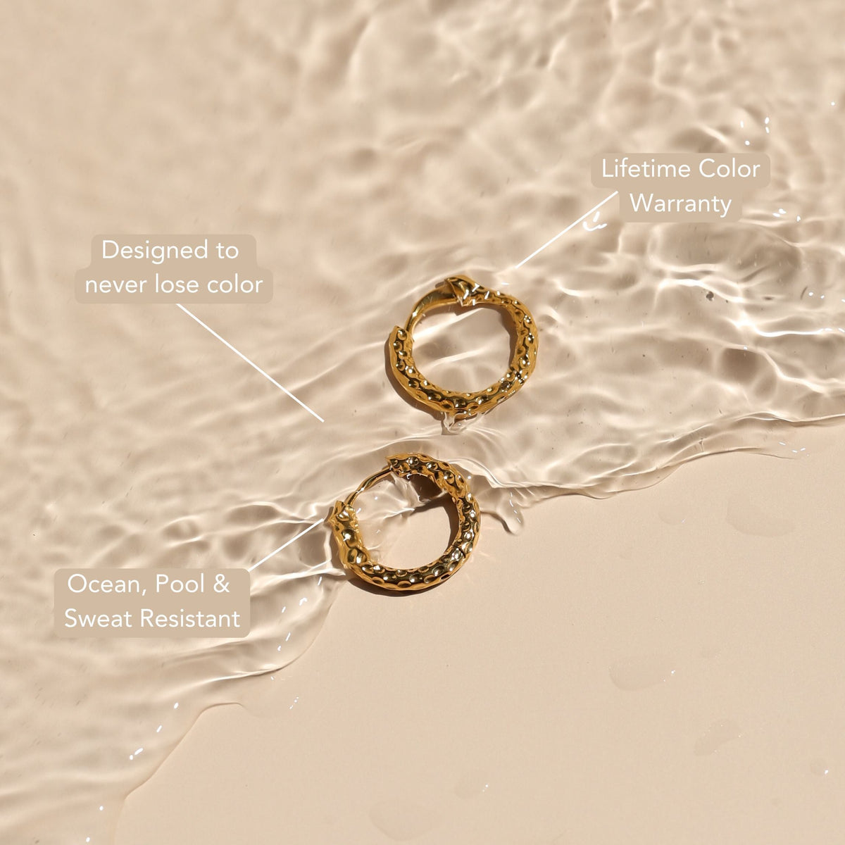 Hammered Hoop Earrings, 17 mm