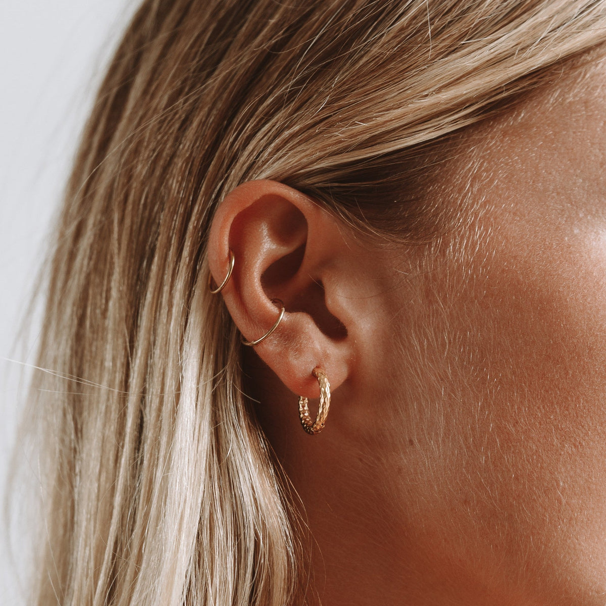 Hammered Hoop Earrings, 17 mm