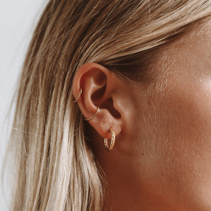 Hammered Hoop Earrings, 17 mm