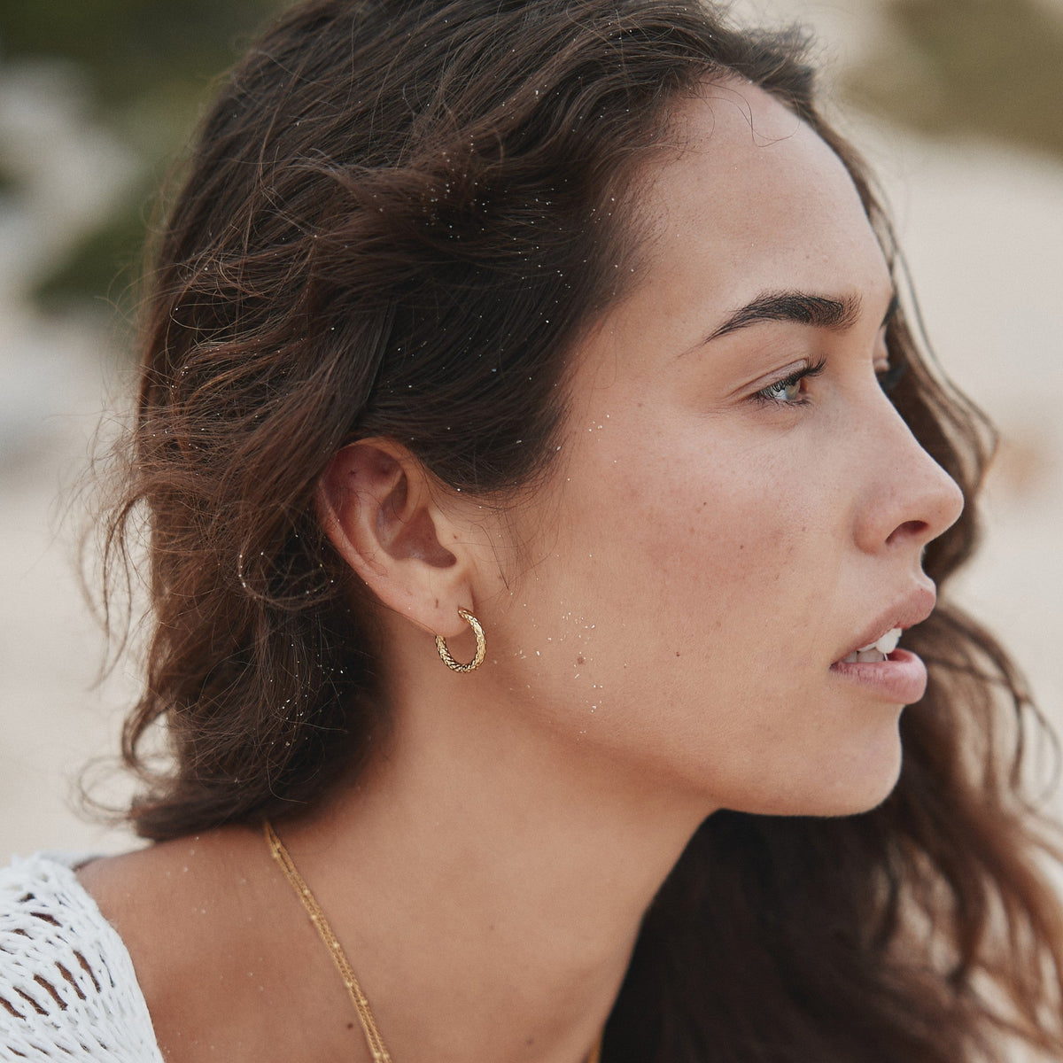 Hammered Hoop Earrings, 17 mm