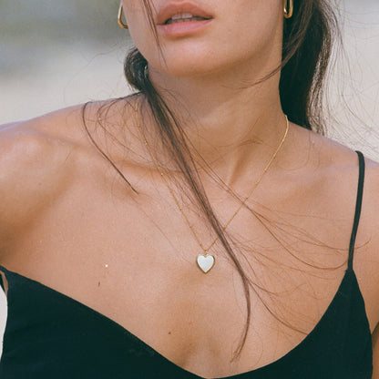 Mother-of-Pearl Heart Necklace, 45 cm — Love