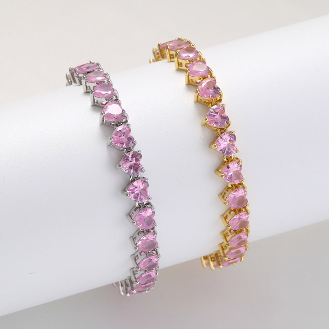 Pink Heart Tennis Bracelet — Amalfi Rose
