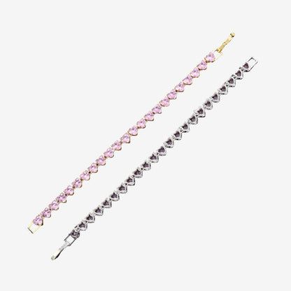 Pink Heart Tennis Bracelet — Amalfi Rose