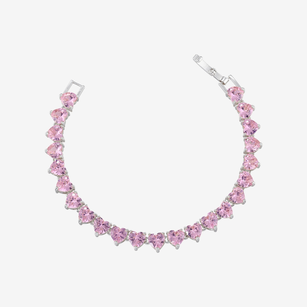 Pink Heart Tennis Bracelet — Amalfi Rose