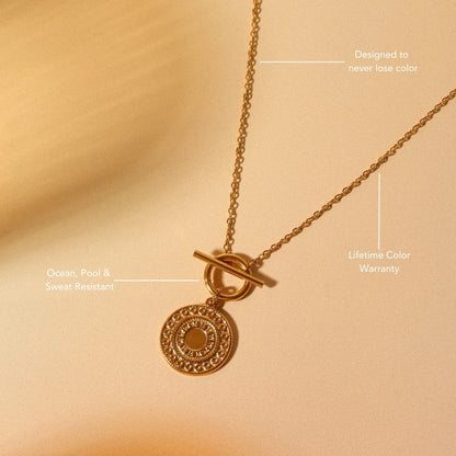 Sun Coin Toggle Necklace, 15 mm — Helios