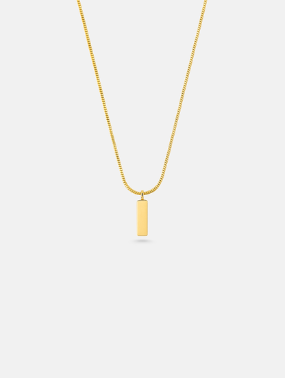 Men’s Bar Pendant Necklace, 60 cm, 14K Gold-Plated Steel