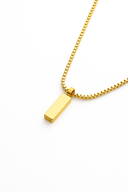 Men’s Bar Pendant Necklace, 60 cm, 14K Gold-Plated Steel