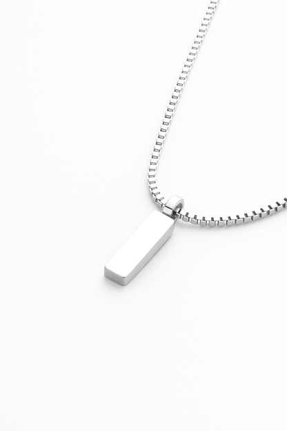 Men’s Bar Pendant Necklace, 60 cm, Platinum-Plated Steel