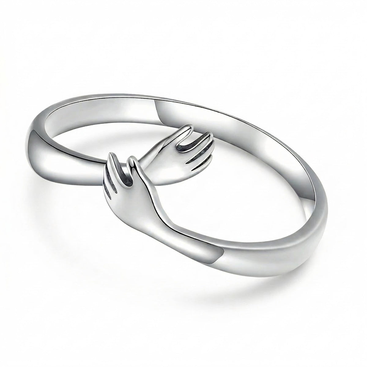 Hug Hands Open Wrap Ring, Stainless Steel