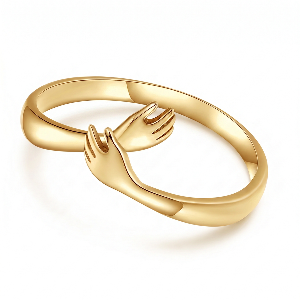 Hug Hands Open Wrap Ring, Stainless Steel