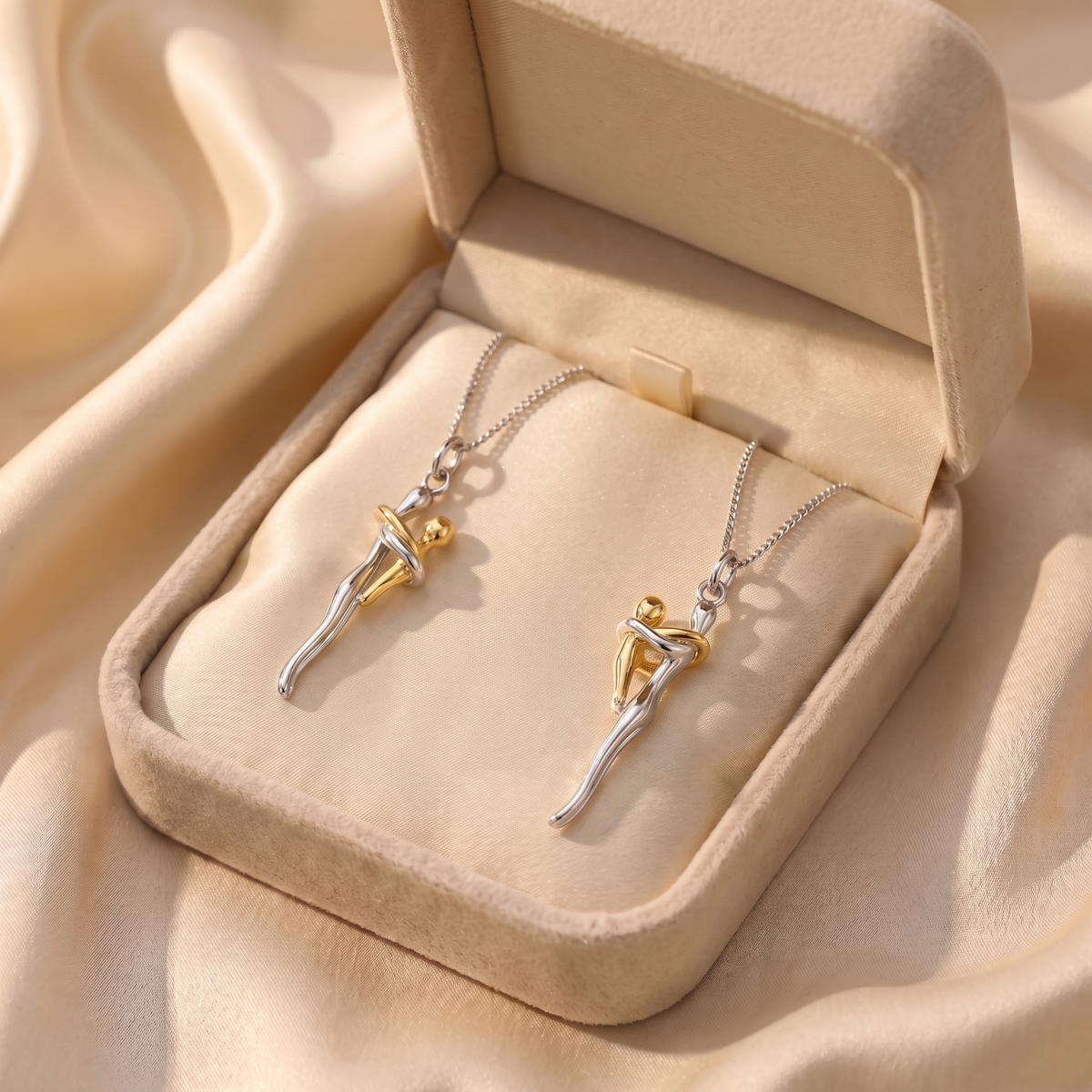 Two Embrace Necklaces and Hug Ring Set