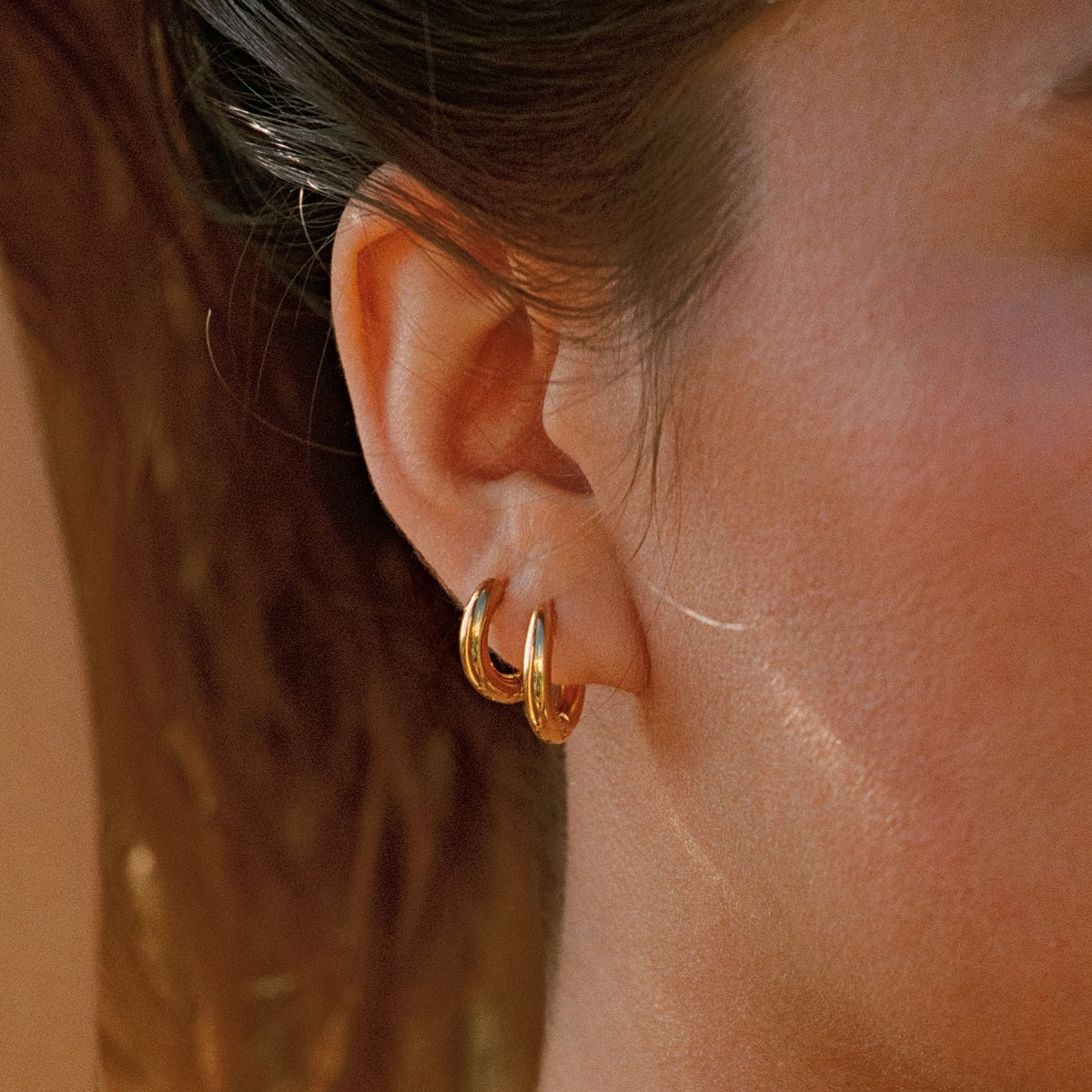 Classic Thick Hoop Earrings, 14–36 mm, Steel
