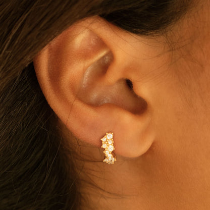 White Zircon Cluster Huggie Earrings — Starlight