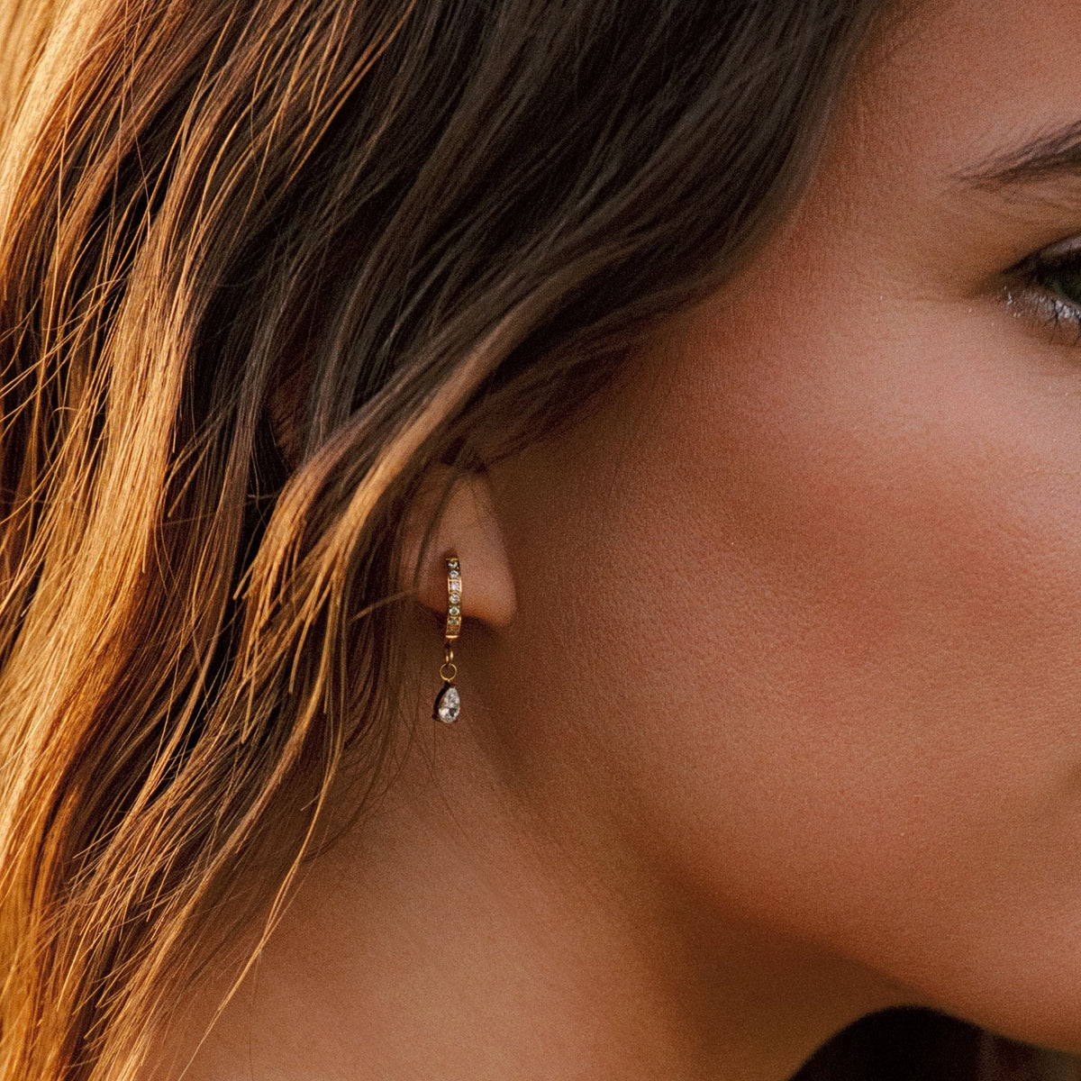 Zircon Teardrop Huggie Earrings — Spark