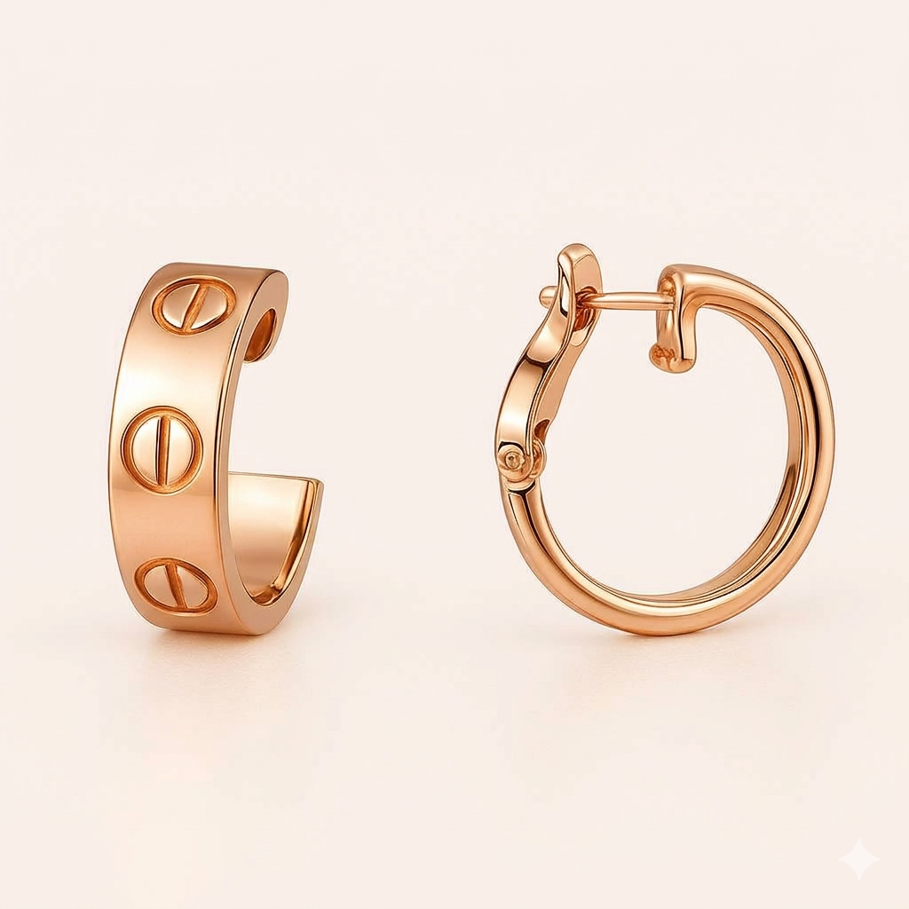 Screw Detail Hoop Earrings — Love