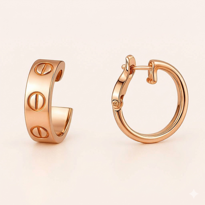Screw Detail Hoop Earrings — Love