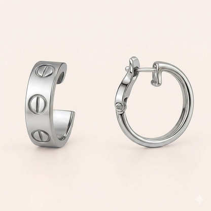 Screw Detail Hoop Earrings — Love
