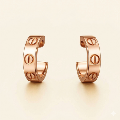 Screw Detail Hoop Earrings — Love