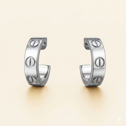 Screw Detail Hoop Earrings — Love