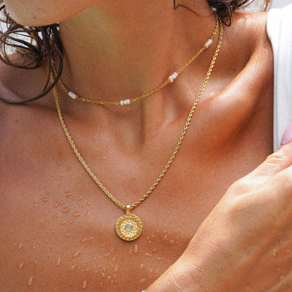Aventurine Sun Medallion Necklace — Inca