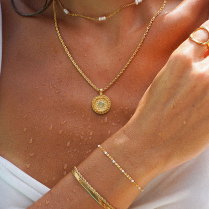 Aventurine Sun Medallion Necklace — Inca