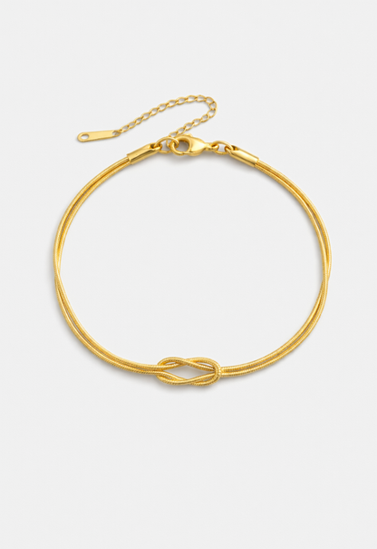 Infinity Knot Bracelet, 14K Gold-Plated Steel, Adjustable