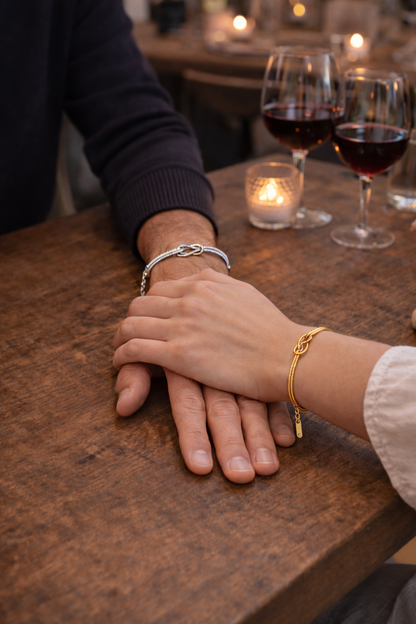 Infinity Knot Bracelet, 14K Gold-Plated Steel, Adjustable