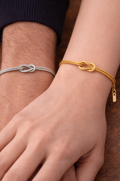 Infinity Knot Bracelet, 14K Gold-Plated Steel, Adjustable