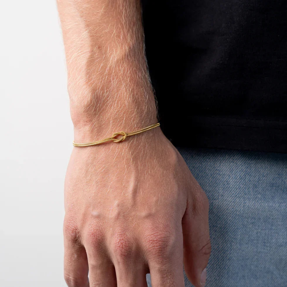 Infinity Knot Bracelet, 14K Gold-Plated Steel, Adjustable
