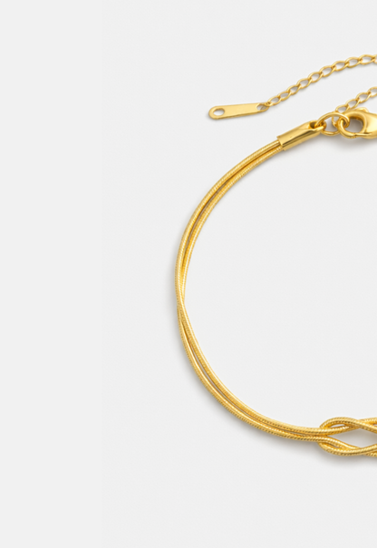 Infinity Knot Bracelet, 14K Gold-Plated Steel, Adjustable
