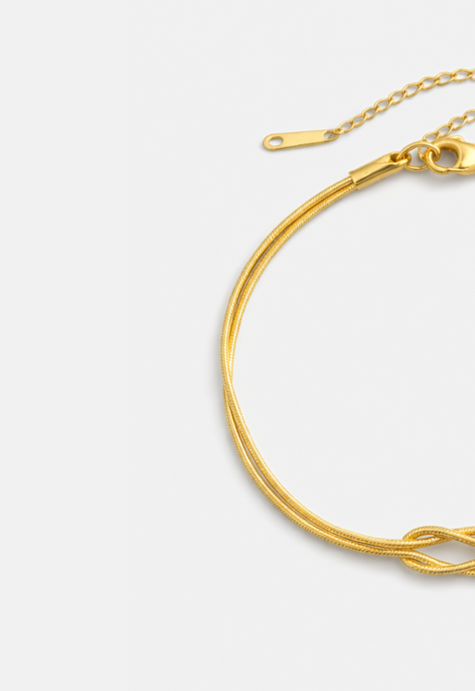 Infinity Knot Bracelet, 14K Gold-Plated Steel, Adjustable