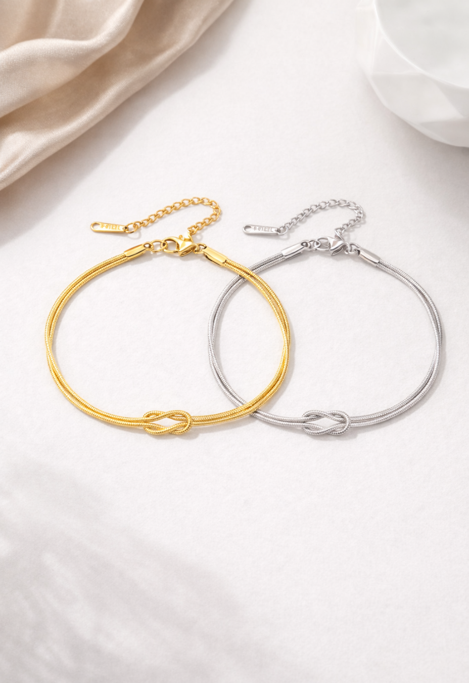 Infinity Knot Bracelet, 14K Gold-Plated Steel, Adjustable