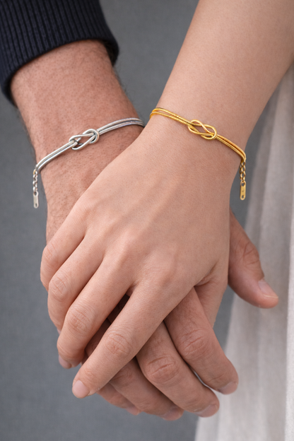 Infinity Knot Bracelet, 14K Gold-Plated Steel, Adjustable
