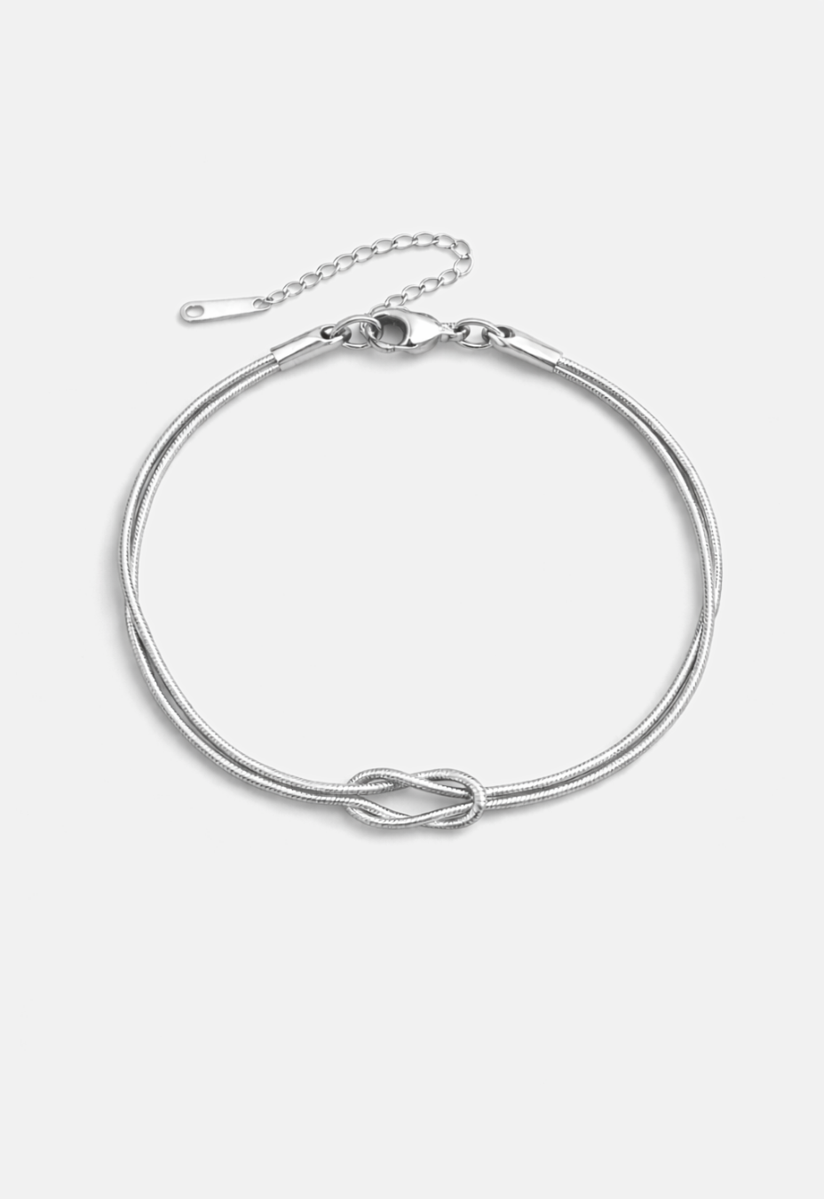 Infinity Knot Bracelet, Platinum-Plated Steel, Adjustable