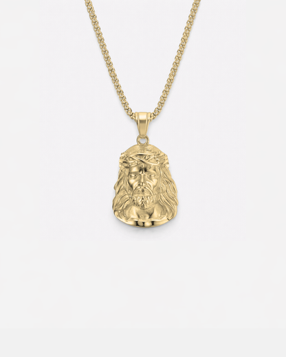 Jesus Pendant Necklace, Gold-Plated Steel